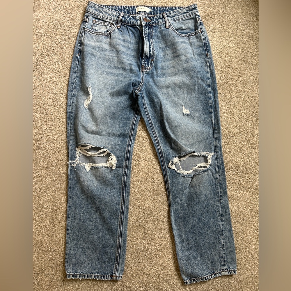 Bohme Women's Ripped Denim Straight Jeans